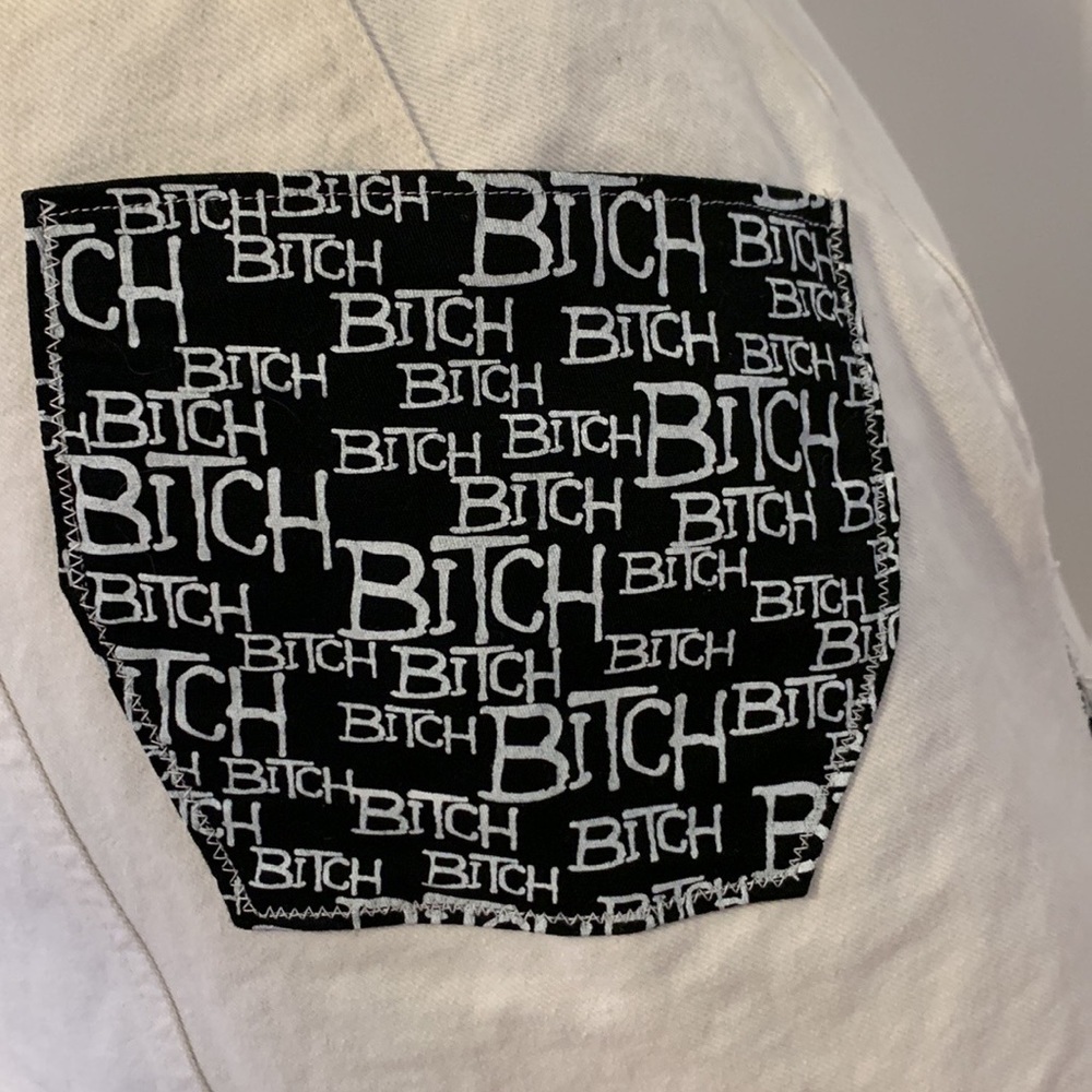 White Mini Skirt Bitch Vintage Upcycled Sonia Rykiel Festival Sustainable - Picture 4 of 8